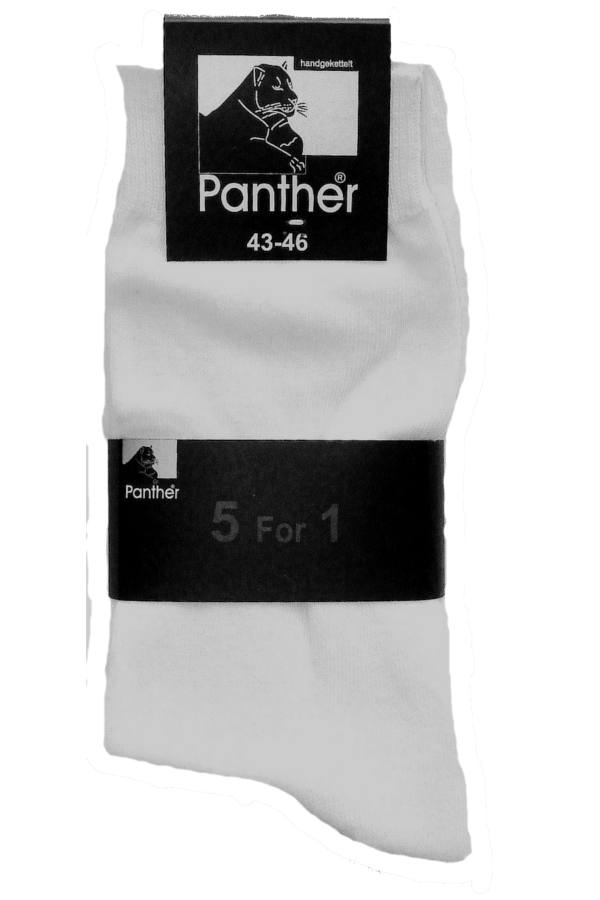 Großansicht von Panther glatte weiße Herrensocken aus Baumwolle, 5 Paar