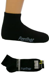 Panther kurze schwarze Sportsocken für Damen und Herren bis Größe 50, 2 Paar