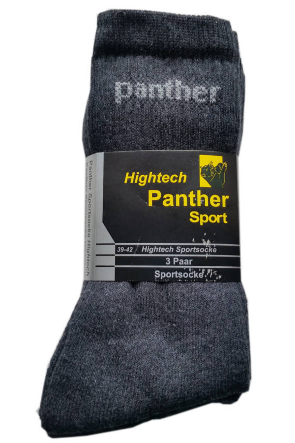 Großansicht von Panther Herren Sportsocken anthrazit mit Schriftzug bis Größe 55, 3 Paar