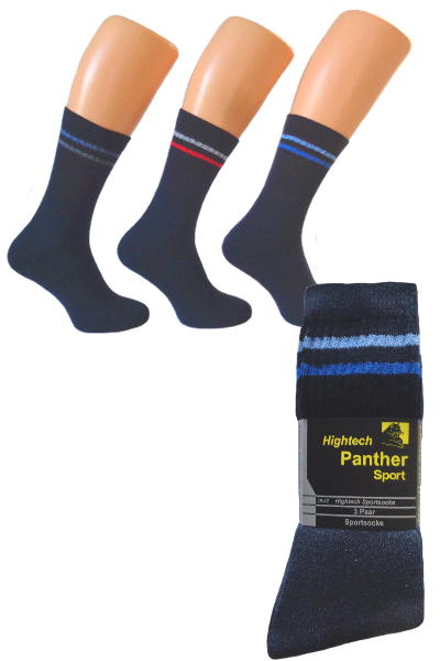 Großansicht von Panther dunkelblaue Sportsocken mit Ringel für Damen und Herren