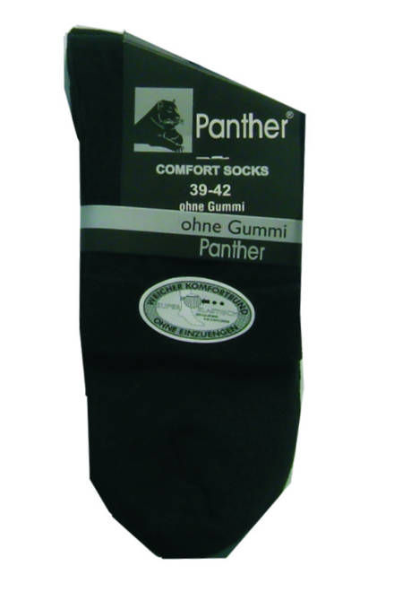 Großansicht von Panther kurze schwarze Herrensocken ohne Gummi, 2 Paar