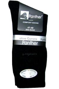 Panther schwarze Herrensocken ohne Gummi bis Größe 55, 2er Pack