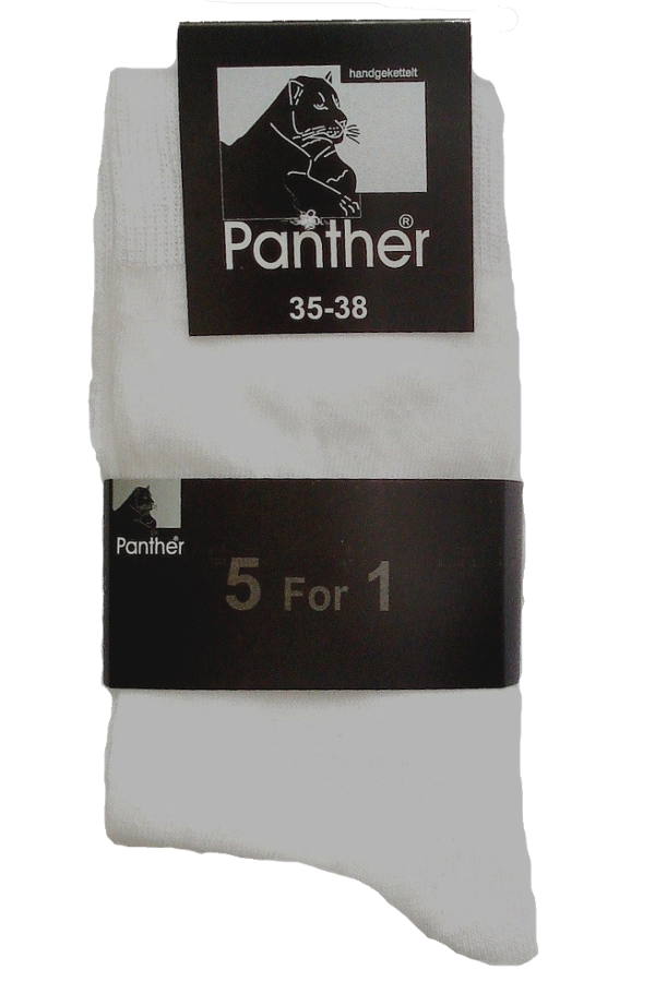 Großansicht von Panther glatte weiße Damensocken, 5 Paar