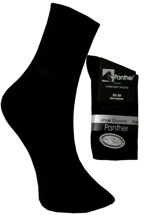 Großansicht von Panther schwarze Damensocken ohne Gummibund, 2 Paar