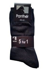 Panther glatte schwarze Damen Baumwollsocken, 5 Paar