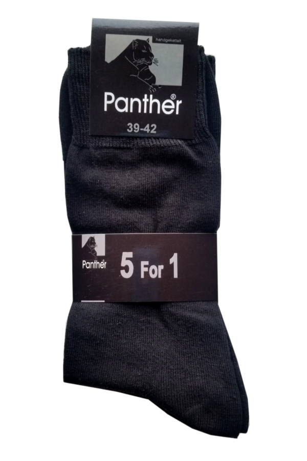 Großansicht von Panther glatte schwarze Damen Baumwollsocken, 5 Paar