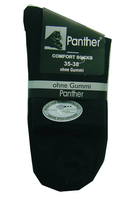 Großansicht von Panther kurze schwarze Damensocken ohne Gummibund, 2 Paar